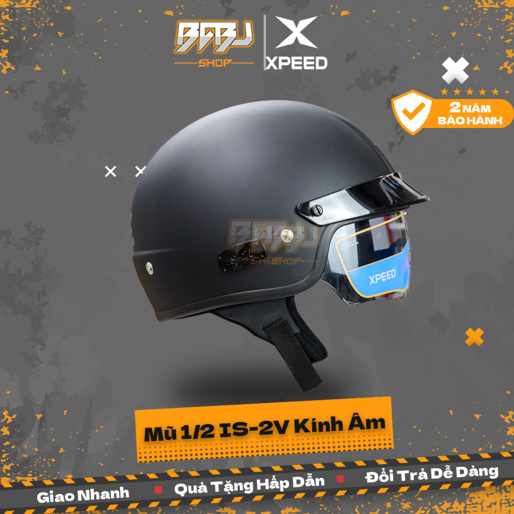 Mũ 1/2 Xpeed HJC IS-2V Đen Nhám | Kính Âm Tiện Lợi | Hãng Con Của HJC | Nhẹ – Bền – Thoáng | Giá Tốt