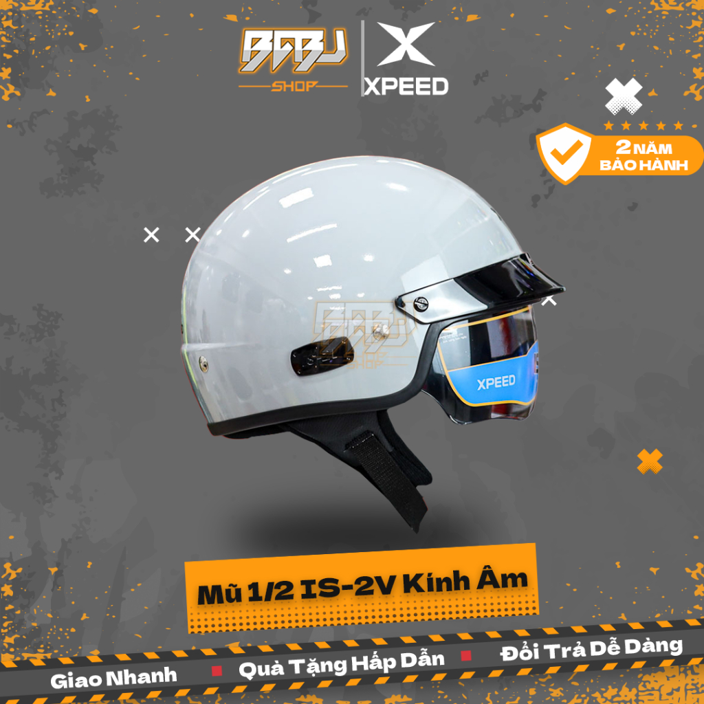 Mũ 1/2 Xpeed HJC IS-2V Xám Bóng | Kính Âm Tiện Lợi | Hãng Con Của HJC | Nhẹ – Bền – Thoáng | Giá Tốt