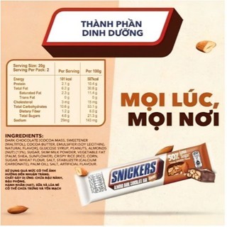 [ĐỦ VỊ] Thanh Kẹo Socola Snickers Chocolate Đen Hạnh Nhân/Bơ Đậu Phộng