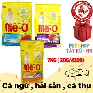  7kg  20 gói 350g  Me-O Thức ăn hạt dành cho mèo MEO   mèo vàng  cá ngừ  cá thu  hải sản 