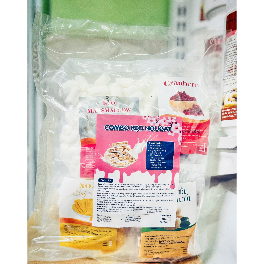 Combo set Nguyên liệu làm kẹo Nougat- Set làm kẹo hạnh phúc