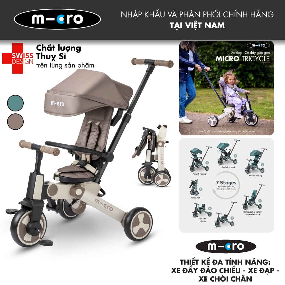 Xe đẩy ba bánh Micro Tricycle có bàn đạp - Xe đạp ba bánh - Có thể gấp gọn