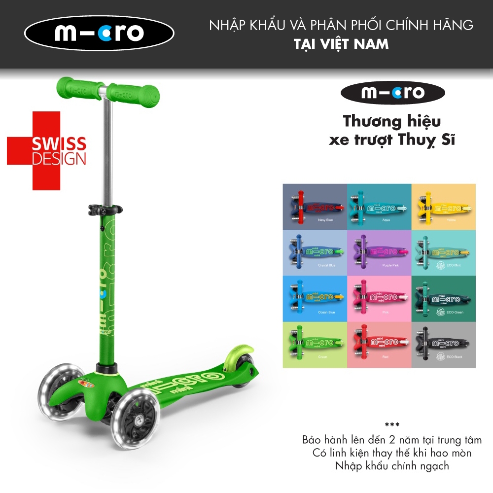 Xe scooter Micro Mini Deluxe LED cho bé 2-5 tuổi nhiều màu sắc - Phân phối chính hãng Ann House