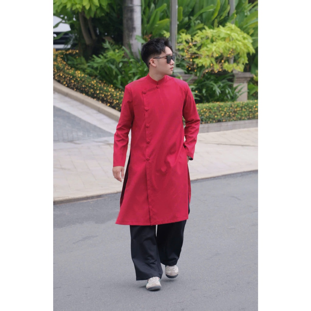 [Hỏa tốc HCM] Áo dài nam cách tân cúc bấm ép keo 2 lớp có cầu vai TẾT 2026 [KHÔNG KÈM QUẦN]