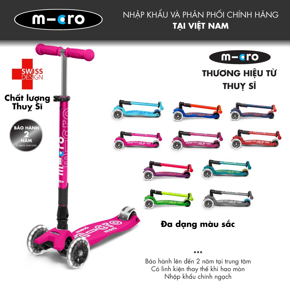 Xe scooter Micro Maxi Deluxe Foldable LED - Gập gọn và bánh LED - Phân phối bởi Ann House