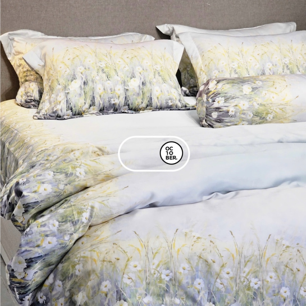HỎA TỐC Bộ Chăn Ga Gối 5 món vải HỌA TIẾT VẼ 1m6 đến 1m8 Tencel 60s phân phối bởi OCTOBER BEDDING