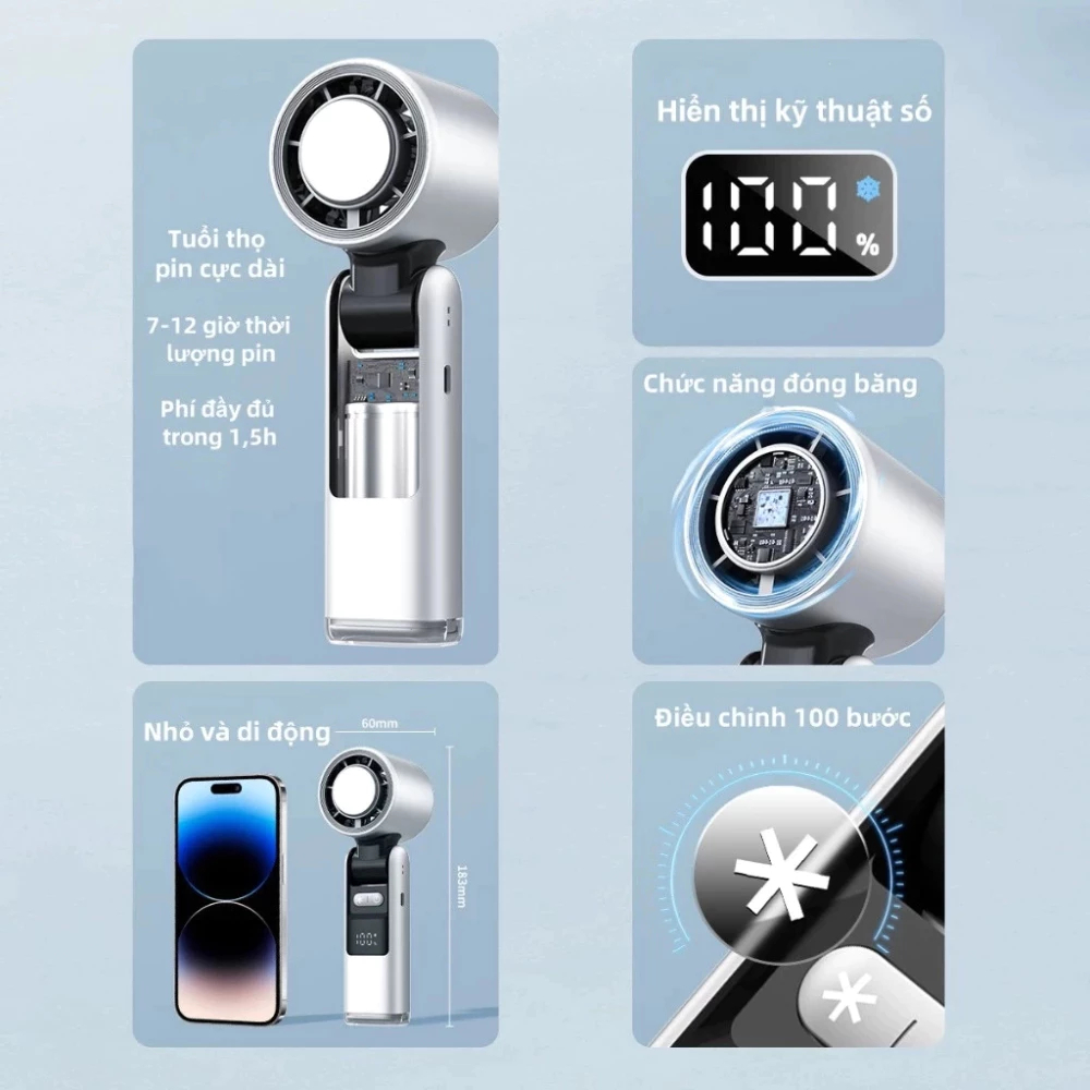 QUẠT CẦM TAY SÒ LẠNH K801 2026 – 100 CẤP ĐỘ GIÓ, LÀM MÁT NHANH, PIN TRÂU, MÀN HÌNH THÔNG MINH – HomeEase – Đồ Nhà Xịn | BigBuy360 - bigbuy360.vn