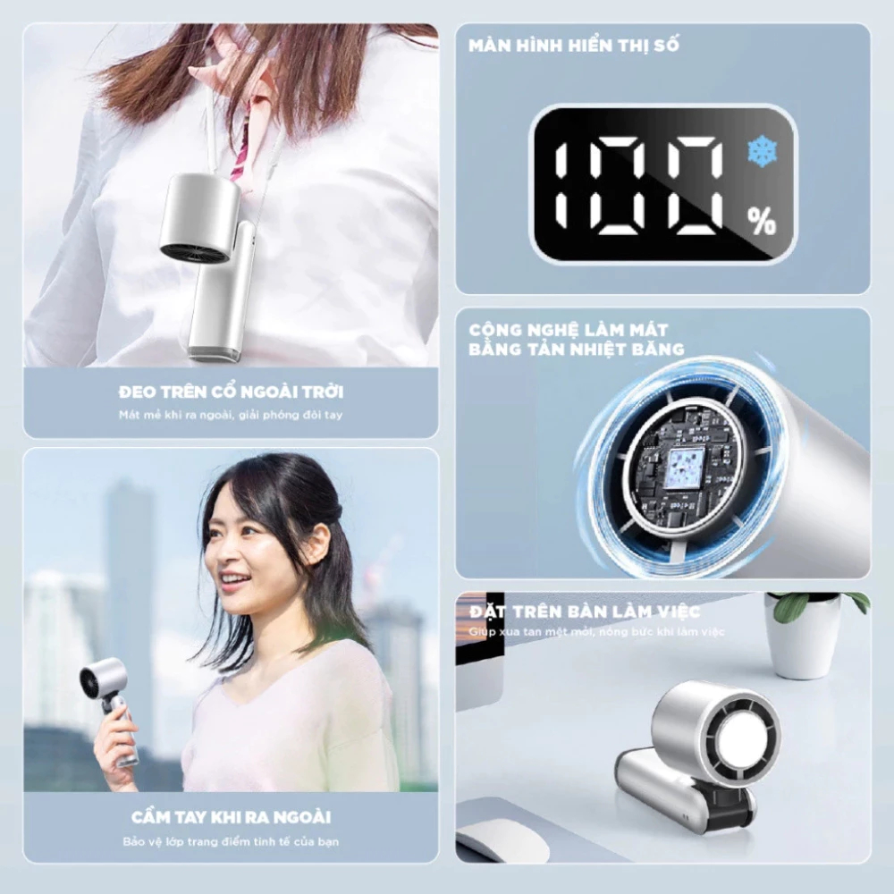 QUẠT CẦM TAY SÒ LẠNH K801 2026 – 100 CẤP ĐỘ GIÓ, LÀM MÁT NHANH, PIN TRÂU, MÀN HÌNH THÔNG MINH – HomeEase – Đồ Nhà Xịn | BigBuy360 - bigbuy360.vn