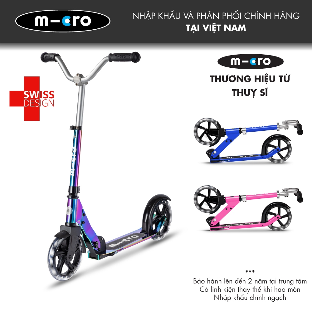 Xe scooter Micro Cruiser LED - Bản tay lái và bánh LED lớn - Phân phối bởi Ann House