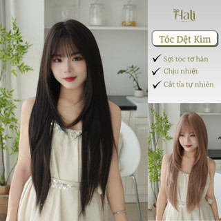  Hali Tóc giả nguyên đầu dáng layer mái thưa 60cm chất tóc tơ hàn cao cấp chống rối suôn mượt như tóc thật kèm lưới chùm 