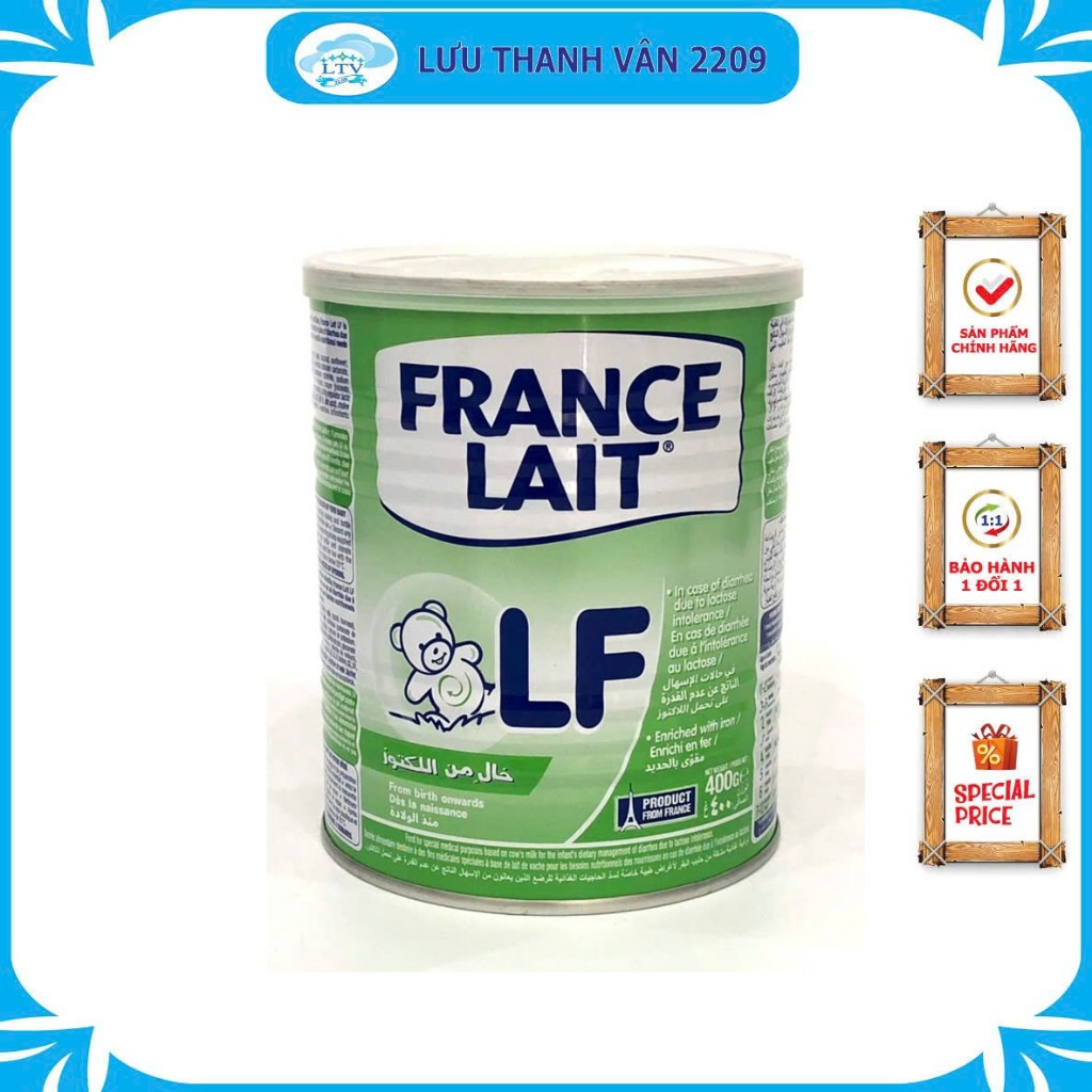 Sữa France Lait LF trẻ tiêu chảy, không chứa Lactose lon 400g