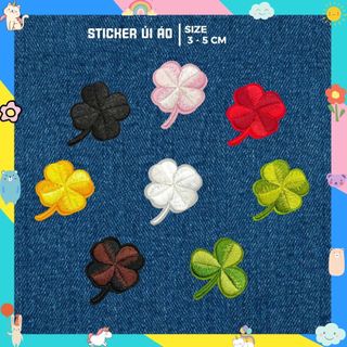 Iron Patch, Miếng Ủi Thêu Quần Áo, Sticker Vá Đồ Rách Nhiều Màu Cỏ Bốn Lá May Mắn Happy Clover