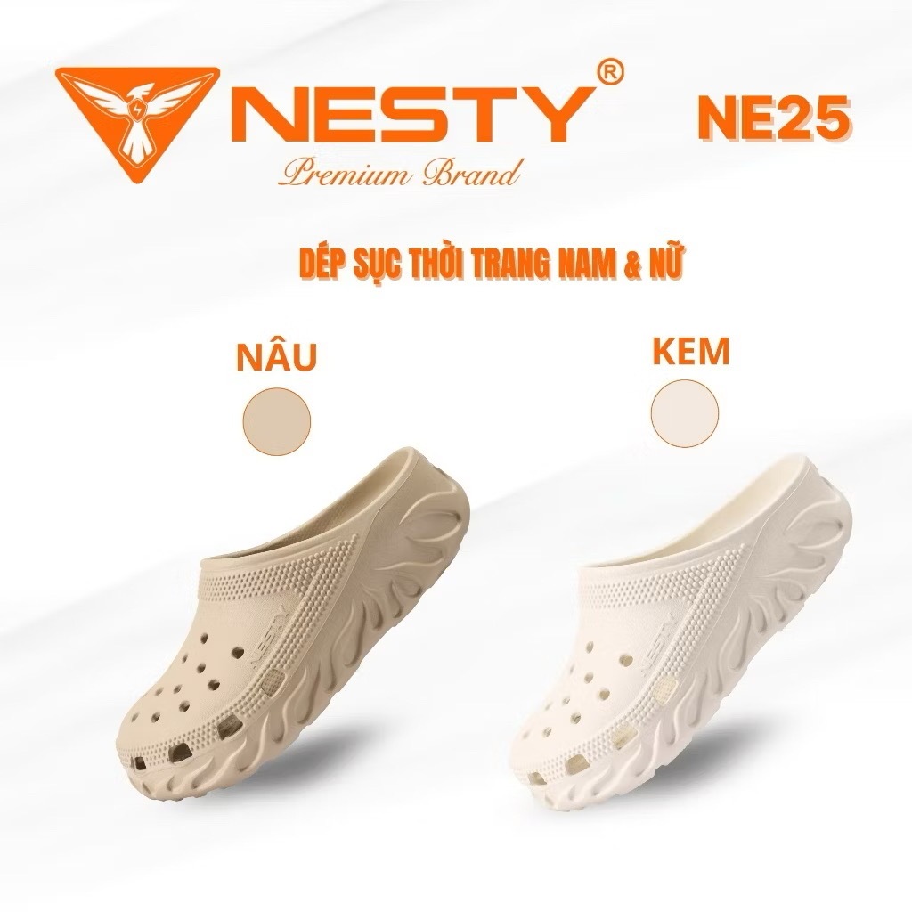 [NESTY NE25] -(Tặng 10 Charm Gắn Dép) Dép Sục Nam Nữ Nesty NE25 Đế Cao 4cm Họa Tiết Flame Cực Cháy