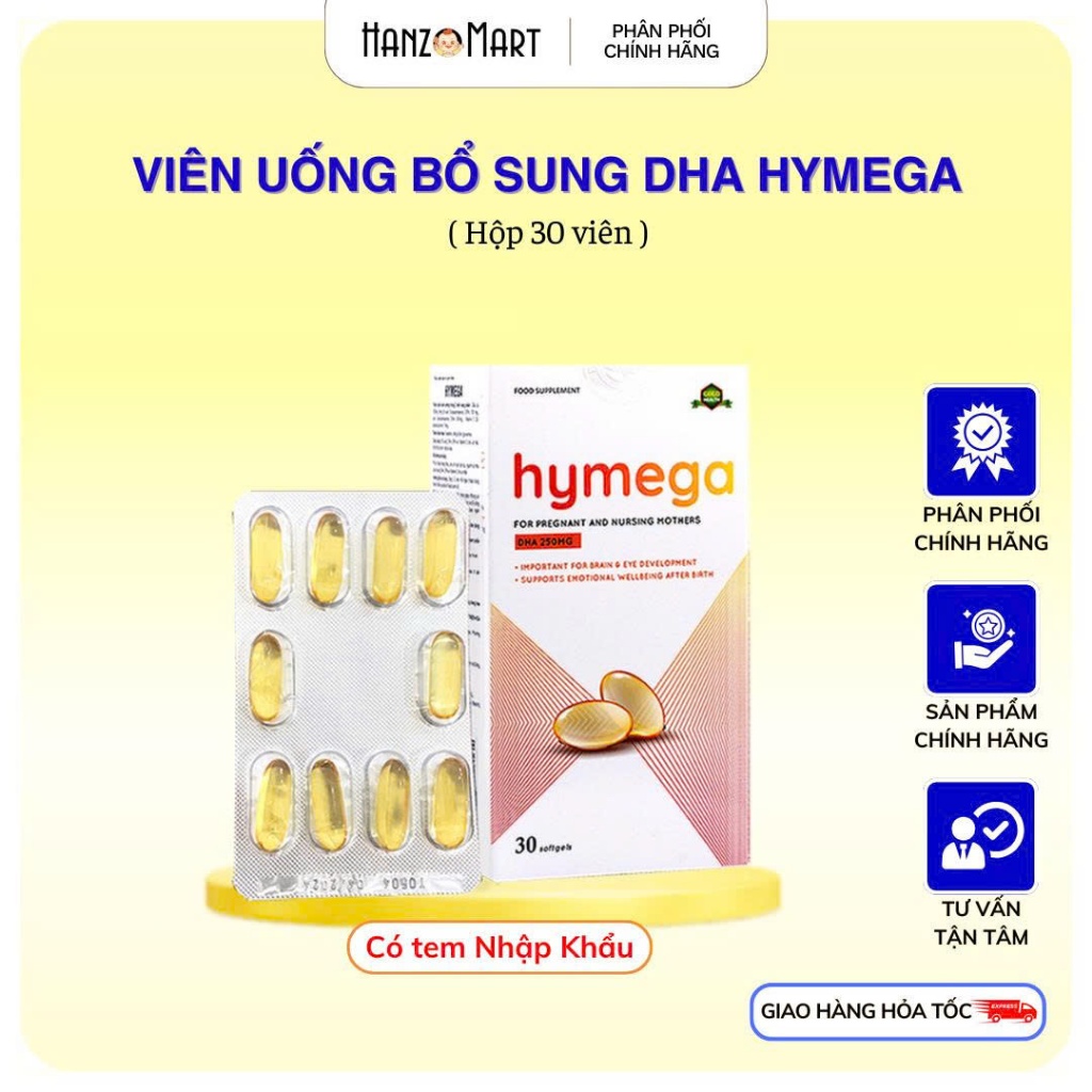 Dha cho bà bầu bổ sung Dha hàm lượng cao tinh khiết, EPA, vitamin E Aplicaps Hymega hộp 30 viên