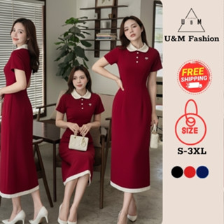  Váy đầm thiết kế dáng ôm A phối viền trắng thanh lịch đi làm đi tiệc có Bigsize U&M  V52  