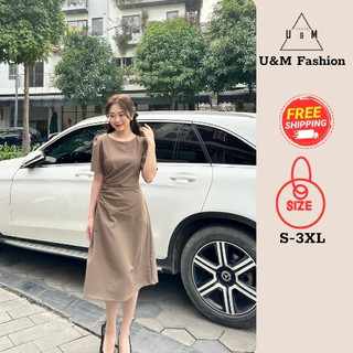 Váy công sở thanh lịch thiết kế rúm eo U&M có bigsize (V626)