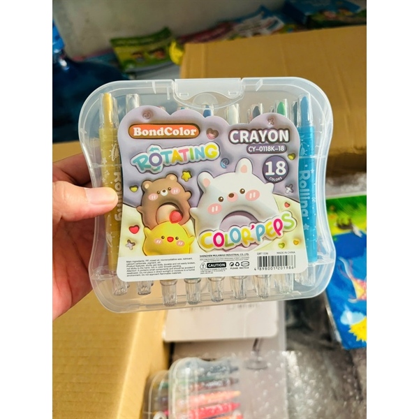 Bút sáp màu vặn Crayon màu nhiều hình ngộ nghĩnh - Sáp tô đều màu, mịn, bám giấy tốt