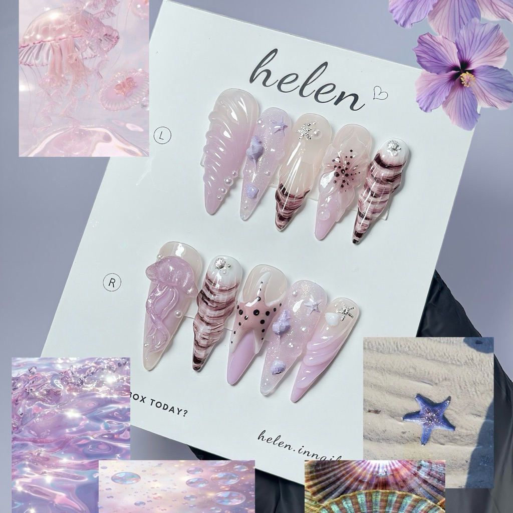 [H105] Nailbox sứa lan và ốc tím mã 105