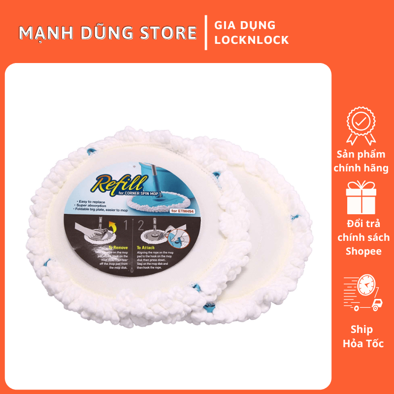 Set 2 Bông Lau Thay Thế LocknLock ETM494RF – Microfiber Mềm Thấm Hút – Dùng Cho ETM494