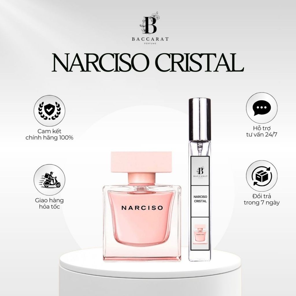 Nước Hoa Nữ Nar Cristal | Rouge | Poudree | Ambree Chiết 10ml - Mùi Hương Nữ tính, Quyến rũ - BACARAT PERFUME