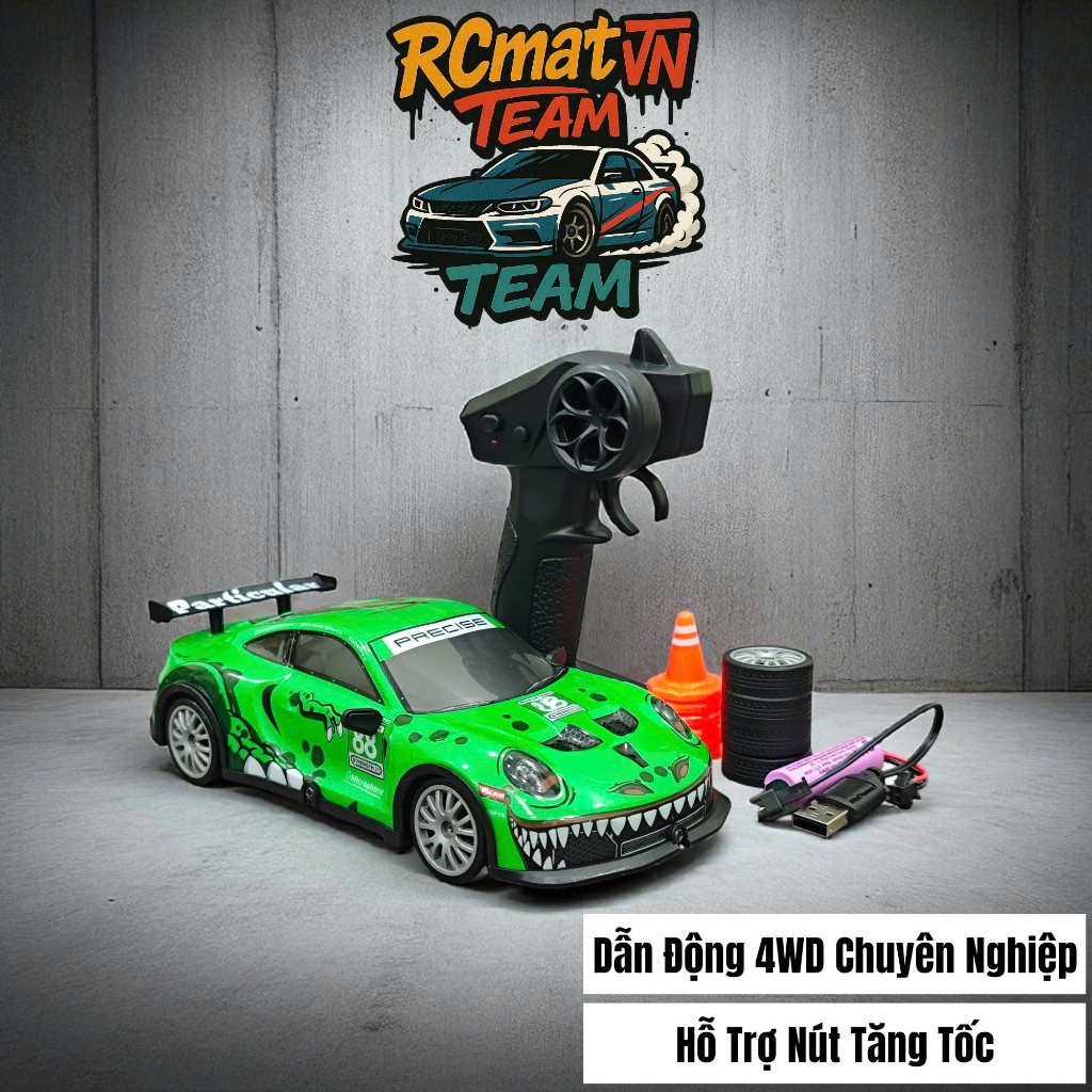 Xe điều khiển mini Drift Porche Attitude 1:20 NEW 2025 hỗ trợ pin sạc, lốp drift và đèn