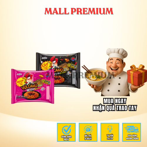THÙNG 24 GÓI MÌ XÀO VOLCANO Vị Gà/Vị Gà Phô Mai GÓI 118G