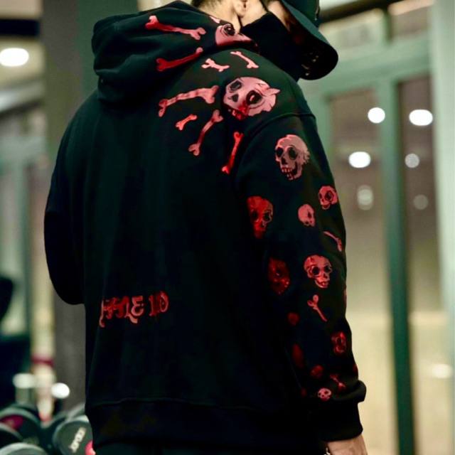 Hoodie form rộng nam nữ Custom Littleloco Red Skulls