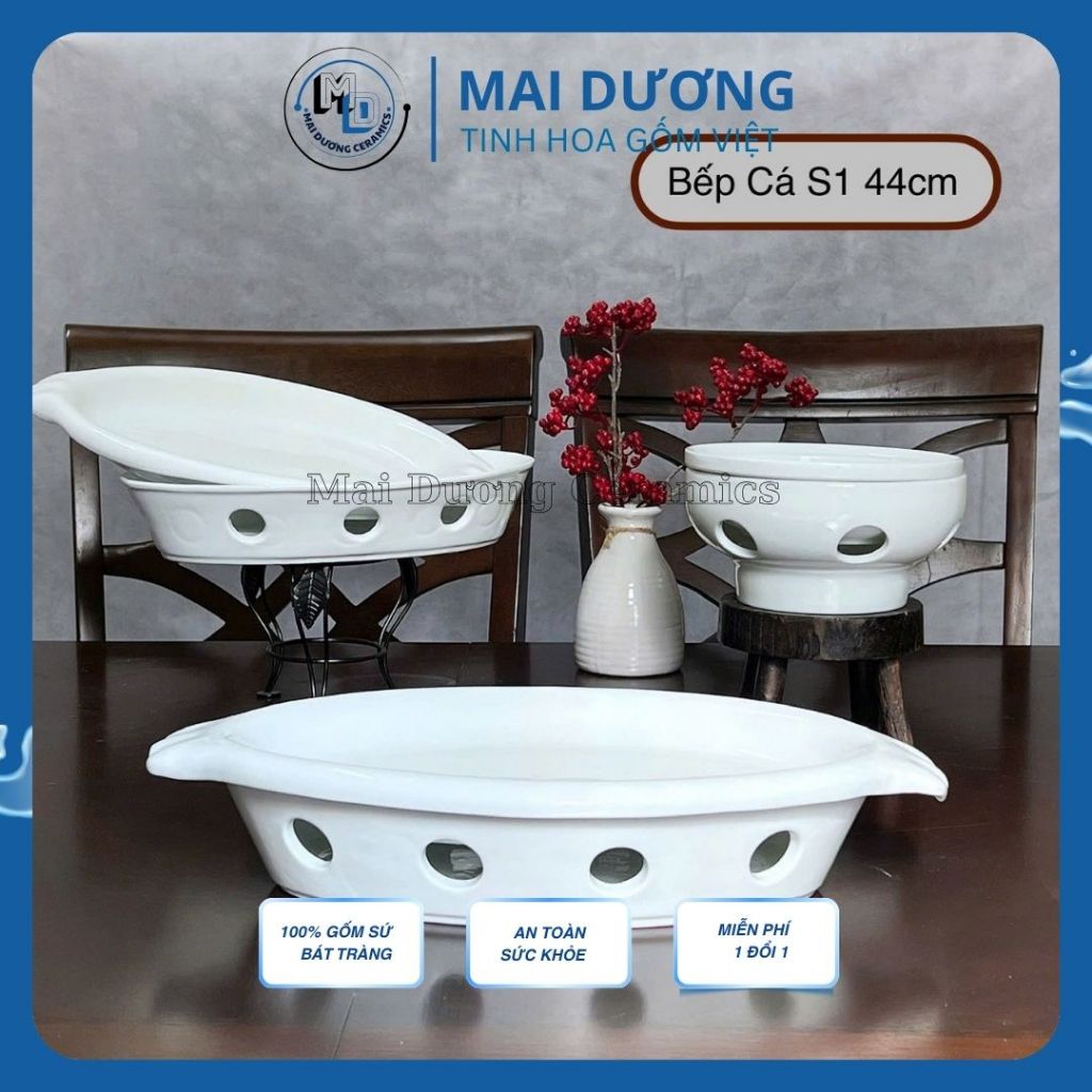 Gốm Sứ Mai Dương - Bếp Hâm Nóng Thức Ăn Bằng Nến, Bát Đun Nóng Đồ Ăn Bát Tràng Có Đế Rời Cách Nhiệt
