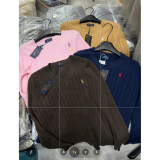  EMPINKSTUDIO   ÁO SWEATER LEN THỪNG RALPH CỔ V HÀNG QC 