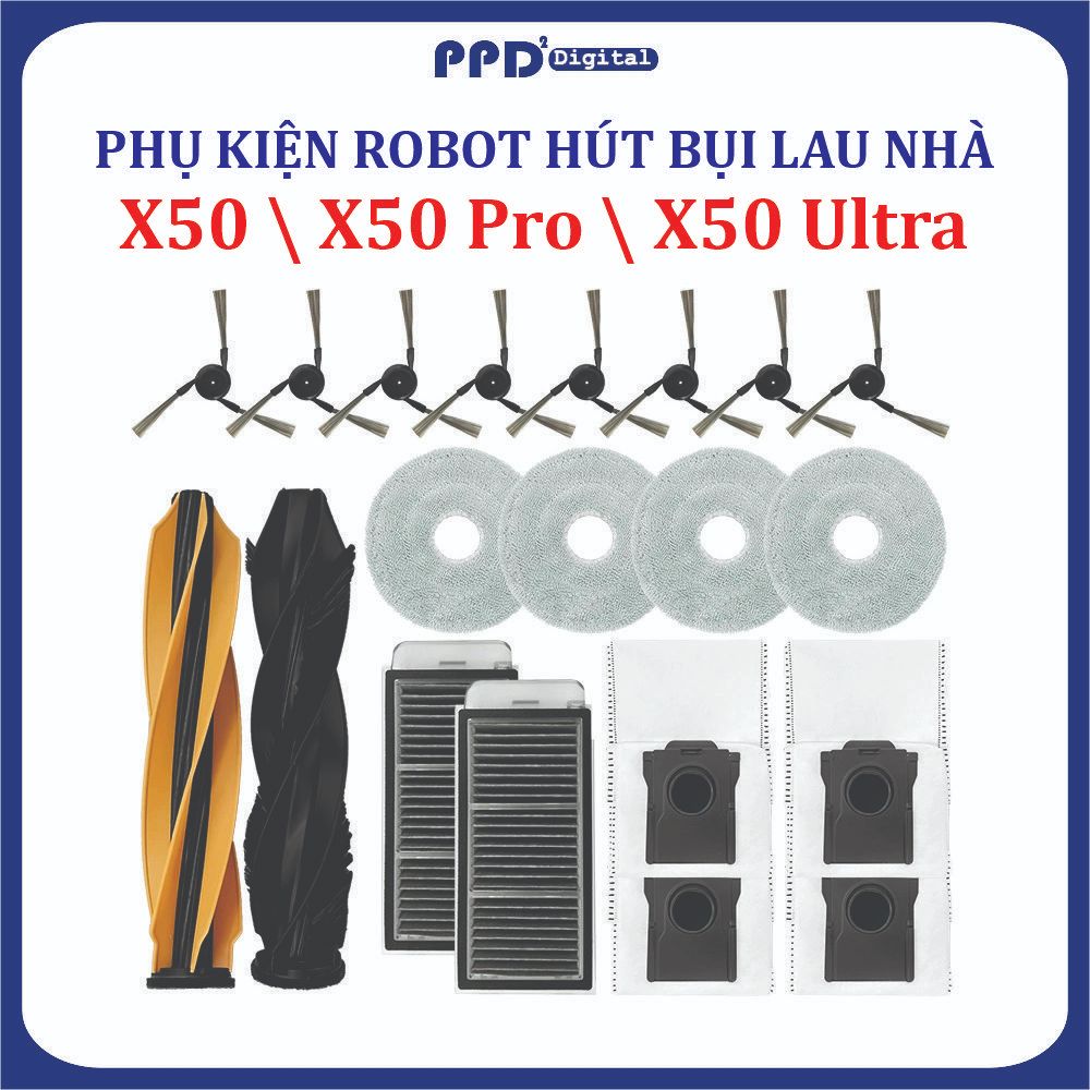 Phụ kiện Robot hút bụi Mi Dreami X50,X50 Pro, X50 Ultra , Lọc hepa , Khăn, Chổi giữa, Chổi cạnh, Túi rác .