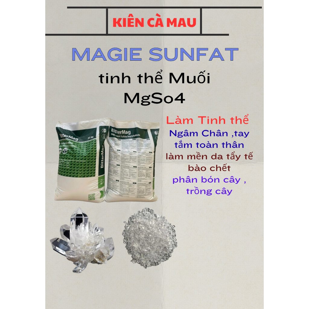 Muối Tinh thể Epsom MgSO4 tinh khiết 99% - nhập khẩu ICL Israel dùng Nuôi cấy tinh thể  để tắm, ngâm