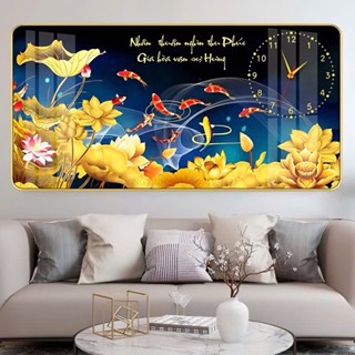  Đồng Hồ CÁ CHÉP HOA SEN Tráng Gương. Đồng Hồ Treo Tường Đồng Hồ Tráng Gương Decor 