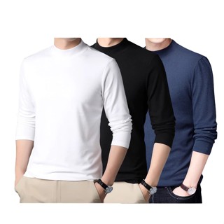  Áo Giữ Nhiệt Cổ Cao Nam Lót Nỉ Siêu Ấm Áo Thun Tay Dài Nam Co Giãn 4 Chiều Chất Dày Mềm Mịn 