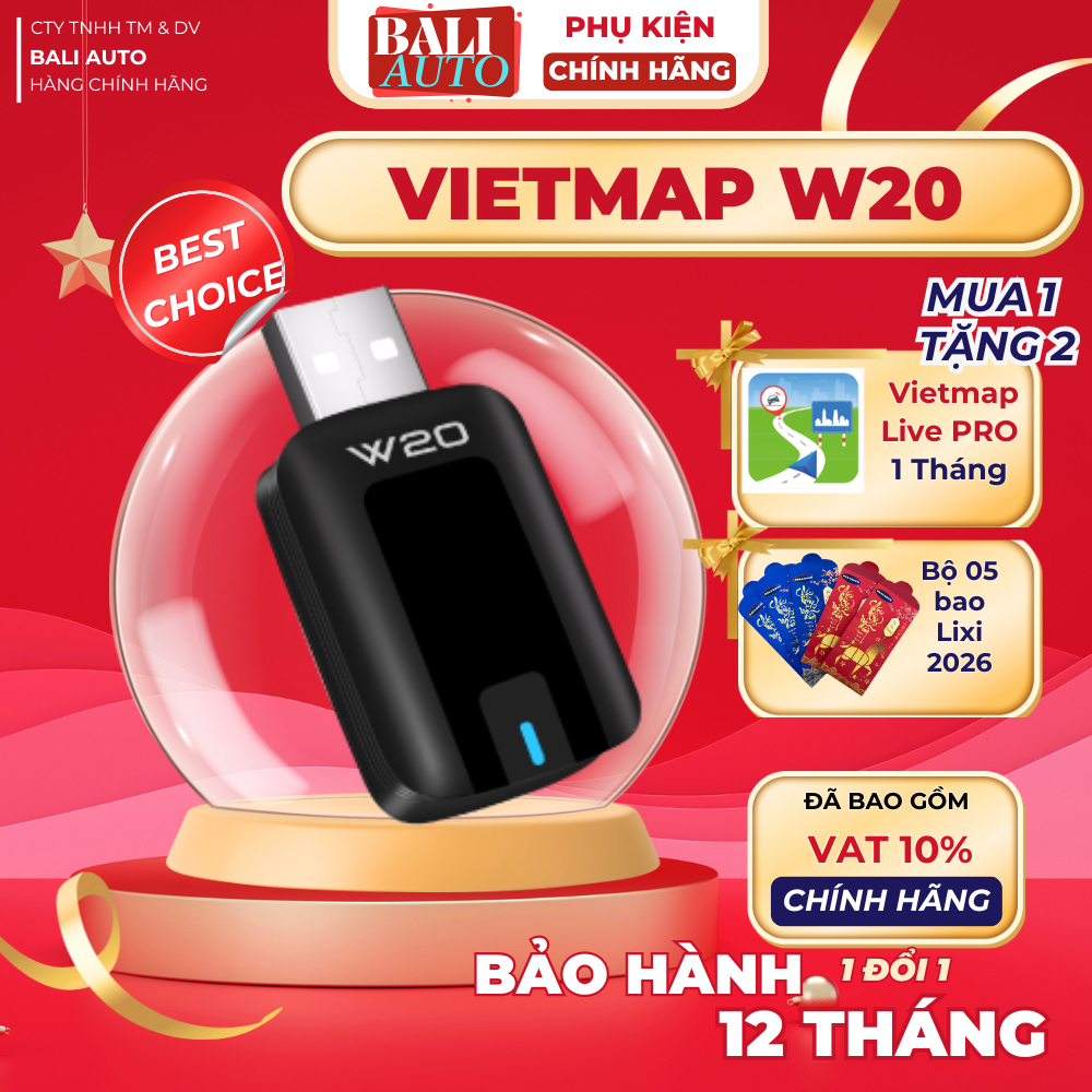 VIETMAP W20 - Thiết bị chuyển đổi CARPLAY/ ANDROID AUTO không dây <Combo Vietmap Live Pro>
