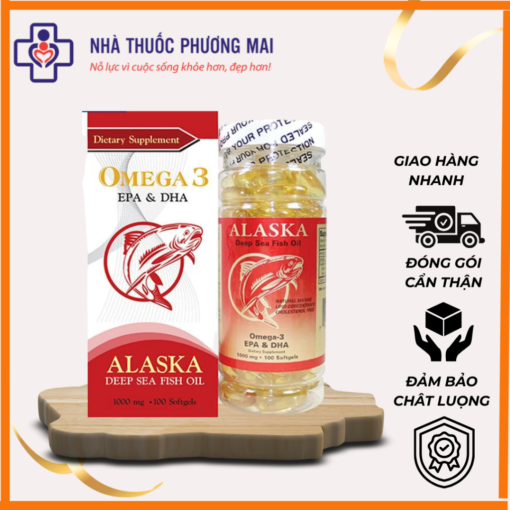 OMEGA - 3  Alaska deep sea fish oil 1000mg Dầu Cá (Lọ 100v)