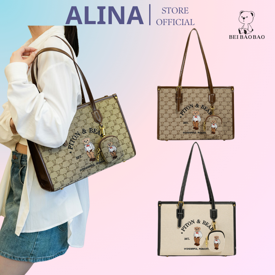 Túi Tote BeiBaoBao Túi Xách Piton Bear Logo Thêu Cao Cấp - 8229