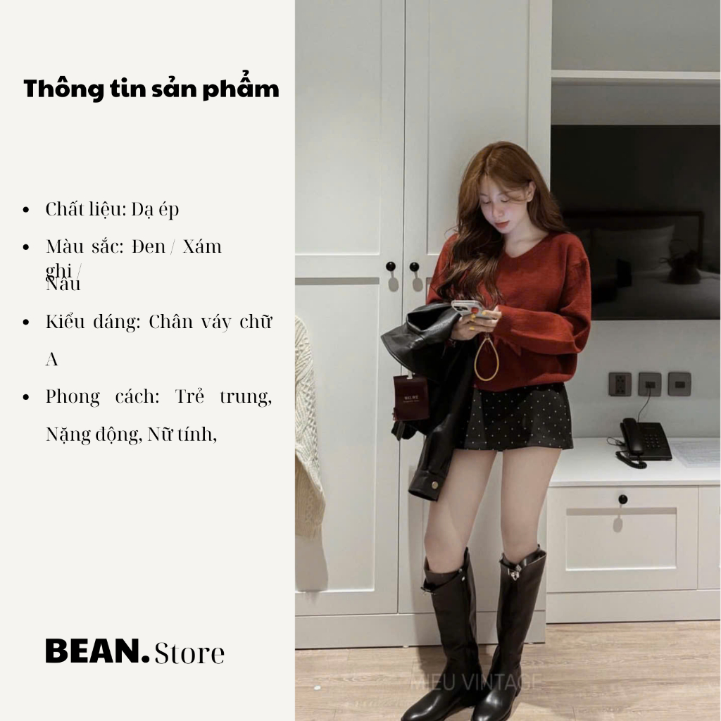 Chân váy nữ chữ A chất dạ ép chấm bi có lót quần CV2211 Chân váy Nữ Mini Skirts dáng chữ A Basic | BigBuy360 - bigbuy360.vn