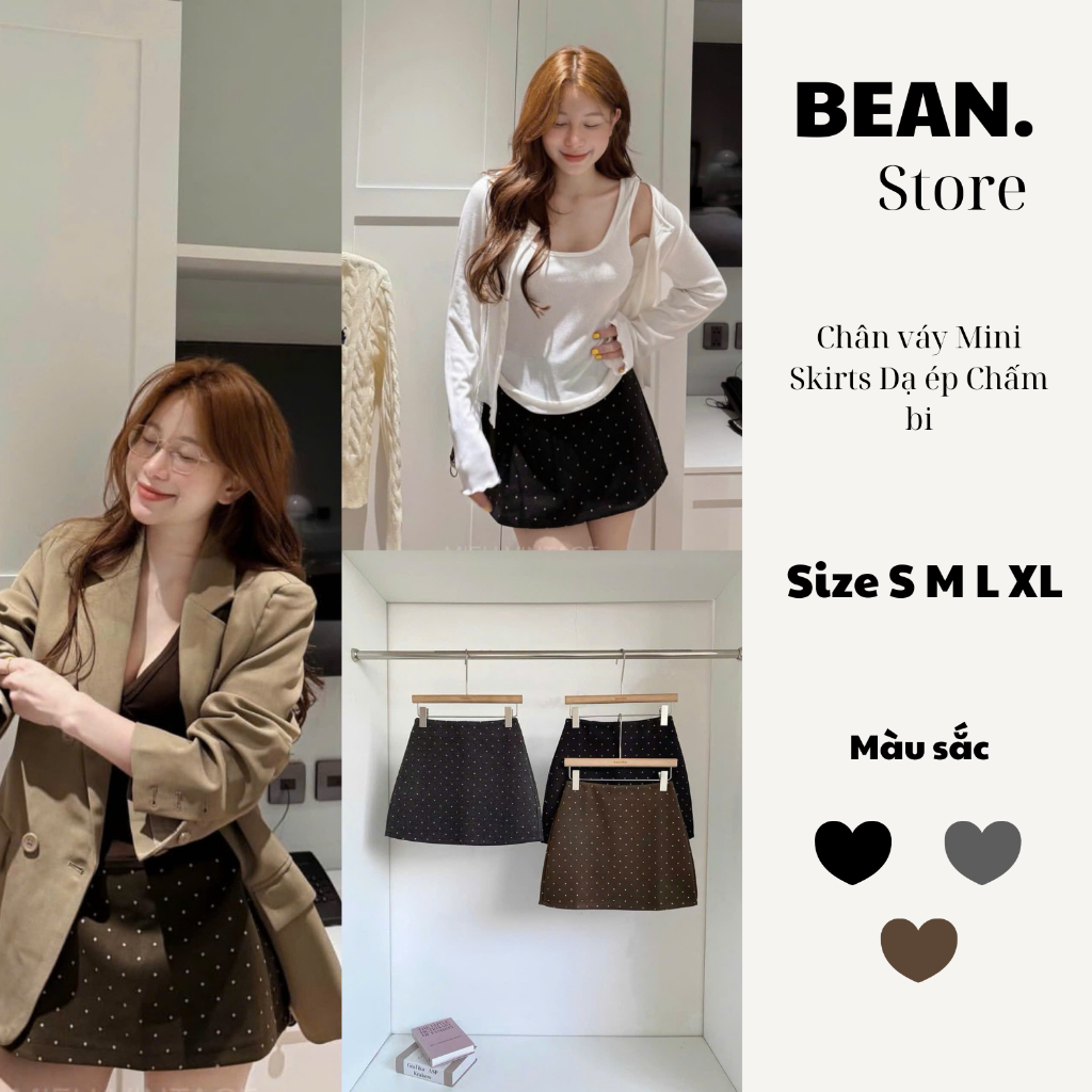 Chân váy nữ chữ A chất dạ ép chấm bi có lót quần CV2211 Chân váy Nữ Mini Skirts dáng chữ A Basic | BigBuy360 - bigbuy360.vn