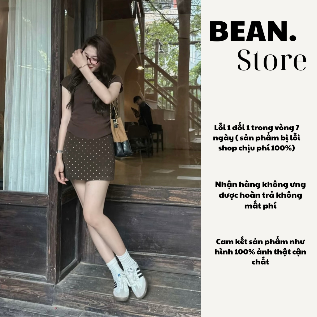 Chân váy nữ chữ A chất dạ ép chấm bi có lót quần CV2211 Chân váy Nữ Mini Skirts dáng chữ A Basic | BigBuy360 - bigbuy360.vn