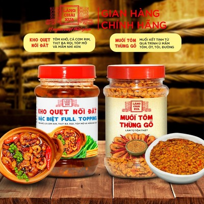 Combo 2 hủ gồm KHO QUẸT 250g và MUỐI TÔM THÙNG GỖ 130G từ tôm thật Làng Chài Xưa thơm ngon đặc biệt