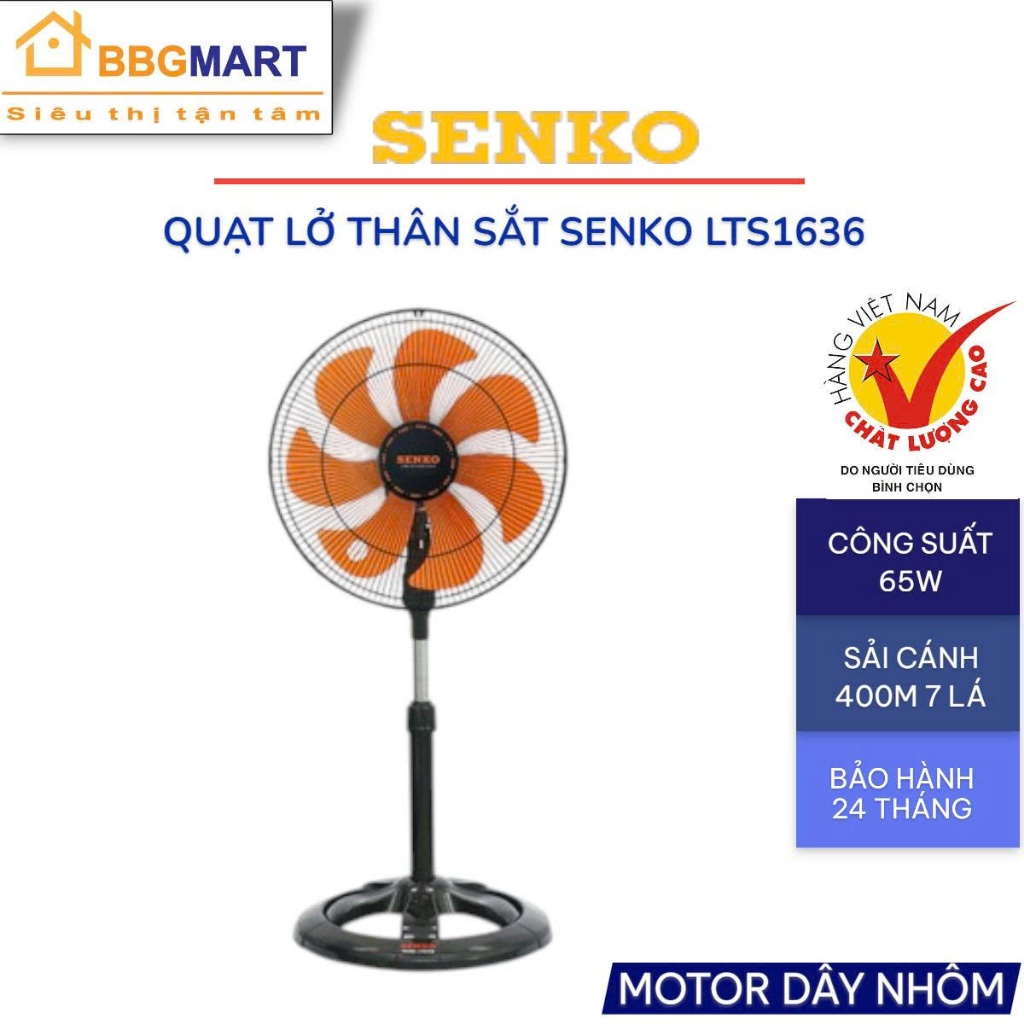 QUẠT LỠ THÂN SẮT SENKO LTS1636 65W II AKIFAN L45 II QUẠT LỮNG YANFAN LTS16 47W ĐỘNG CƠ DÂY ĐỒNG