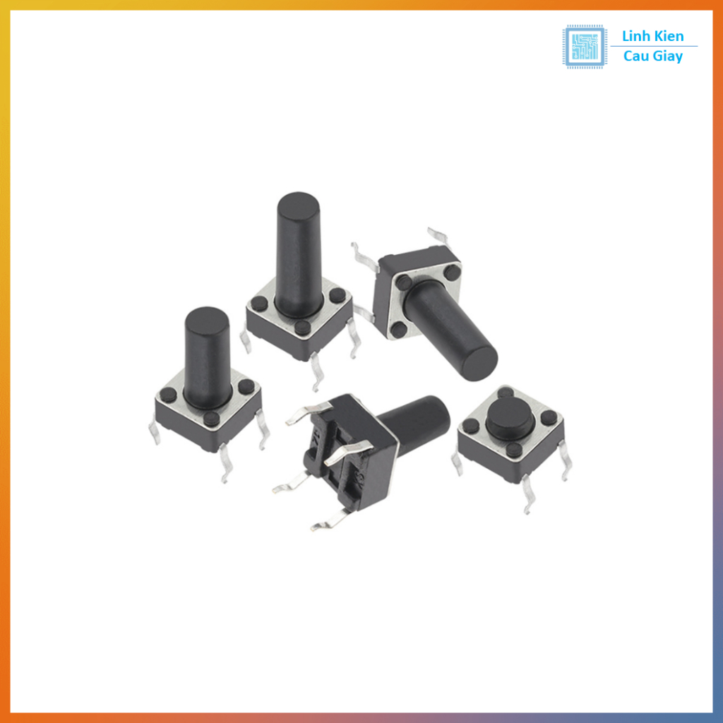 Nút nhấn 4 chân 6×6 – chân cắm – độ cao 5/10/12/20mm  (SL 10c)