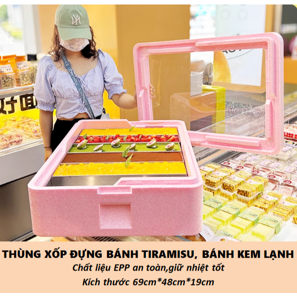 Thùng Xốp Trữ Lạnh EPP Cỡ Lớn Dung Tích 27L.Không Mùi,Giữ Lạnh Tốt Chuyên Dụng Cho Bánh Tiramisu Và 