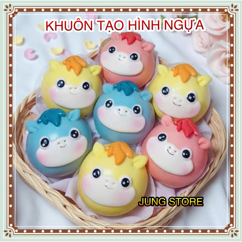 Khuôn làm bánh bao tạo hình ngựa thôi nôi, khuôn chi tiết mặt ngựa, tai ngựa, bờm ngựa làm bánh đầy 