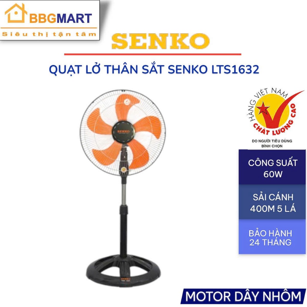 QUẠT LỠ THÂN SẮT SENKO LTS1632 60W II AKIFAN L45 II QUẠT LỮNG YANFAN LTS16 47W ĐỘNG CƠ DÂY ĐỒNG