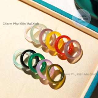   NBLK01  Nhẫn Bản Liền - Đá Mã Não Nhân Tạo Thu Hút Tài Lộc -  Phong Thuỷ May Mắn Nam Nữ Ngũ Hành Hợp Mệnh 