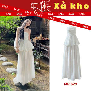  Set Đồ Nữ Chân Váy Dài MR629 Áo Cúp Ngực Bo Chun Phối 2 Lớp 