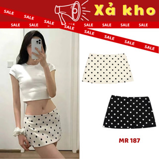   DEAL XẢ KHO Chân Váy Cạp Trễ Chấm Bi Dáng Ngắn Phong Cách Trendy Nữ Tính  NH187 Dáng Mini Skirt Ngắn Có Quần Bảo Hộ 