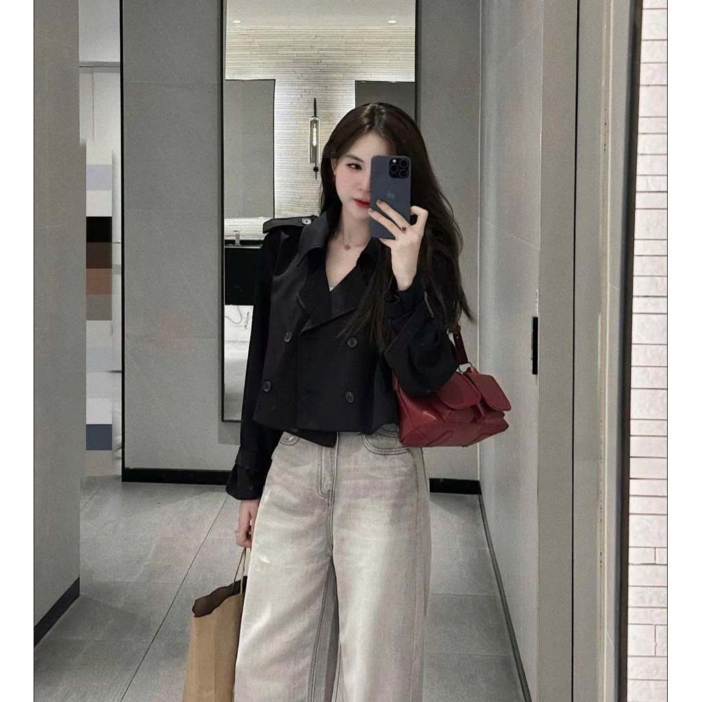 (A.02 Hàng Sẵn Loại 1): Áo Khoác Mangto Cổ Vest Có Đệm Vai 2 Hàng Cúc Dáng Ngắn 3 Màu - Ảnh Thật Lollaye | BigBuy360 - bigbuy360.vn