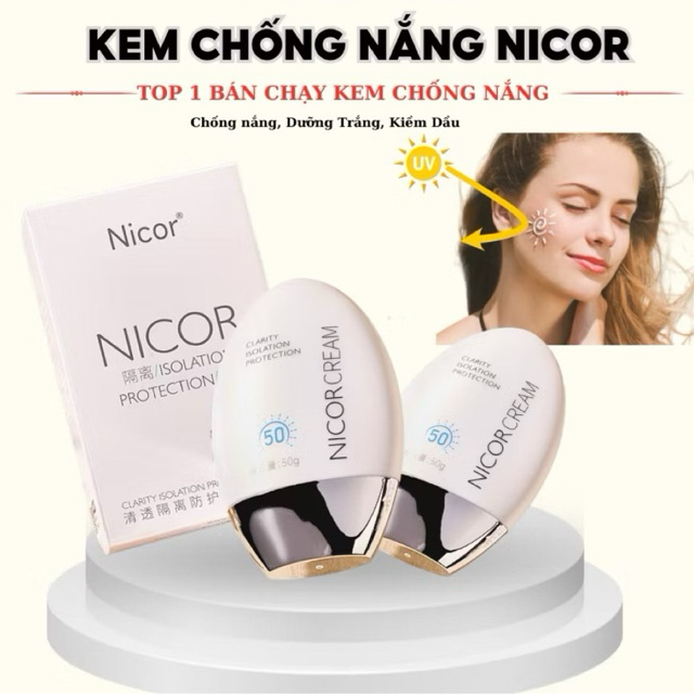 Kem Chống Nắng Nicor Nâng Tone Dưỡng Trắng Da Mặt
